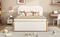 Lit Plat 140x200cm, Canapé avec Lit Escamotable, Blanc