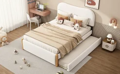 Lit Plat 140x200cm, Canapé avec Lit Escamotable, Blanc