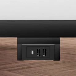 Lit plateforme métal 160x200 cm, style japonais, LED, sans tête de lit - noir