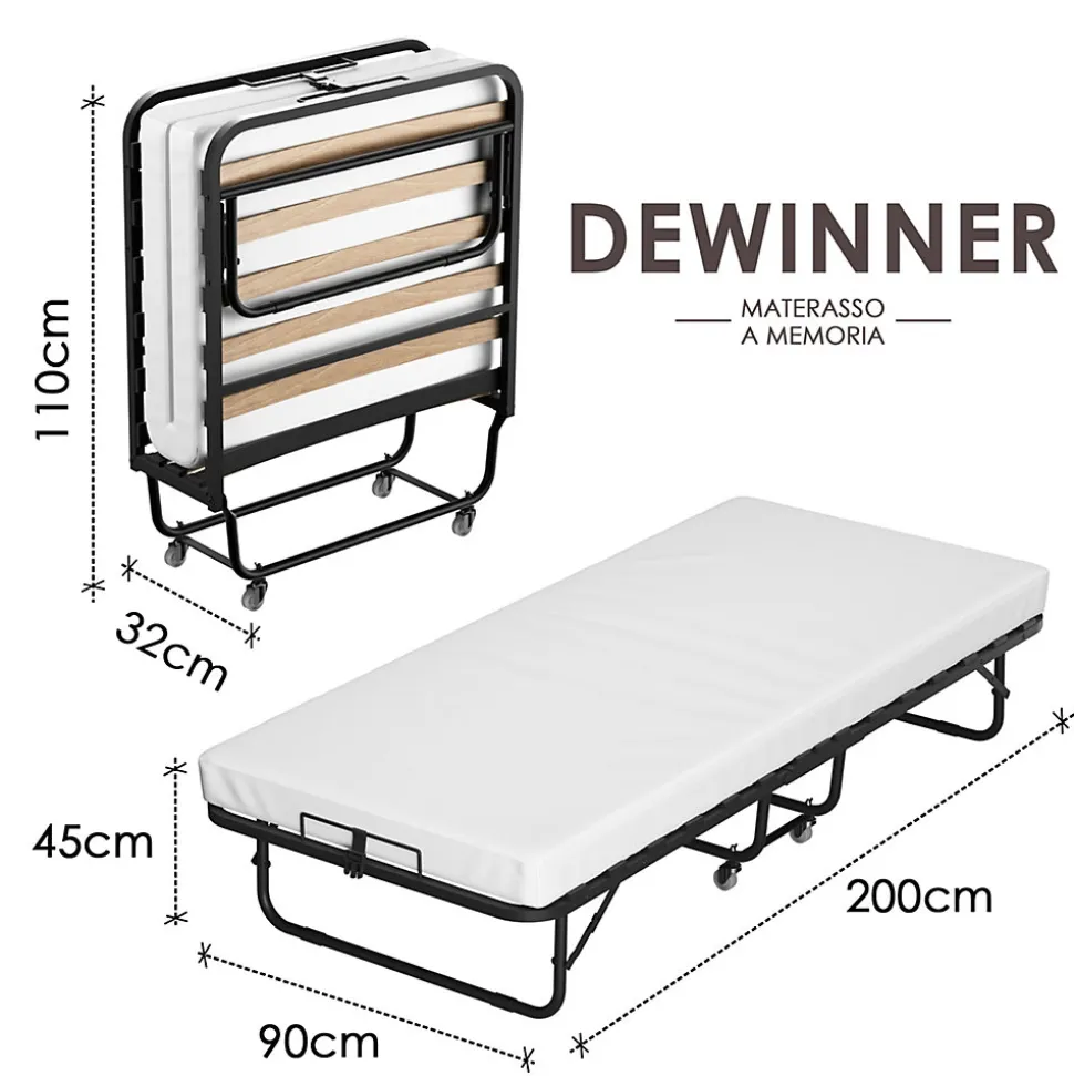 Lit pliant 90x200 CM avec matelas de 10 cm