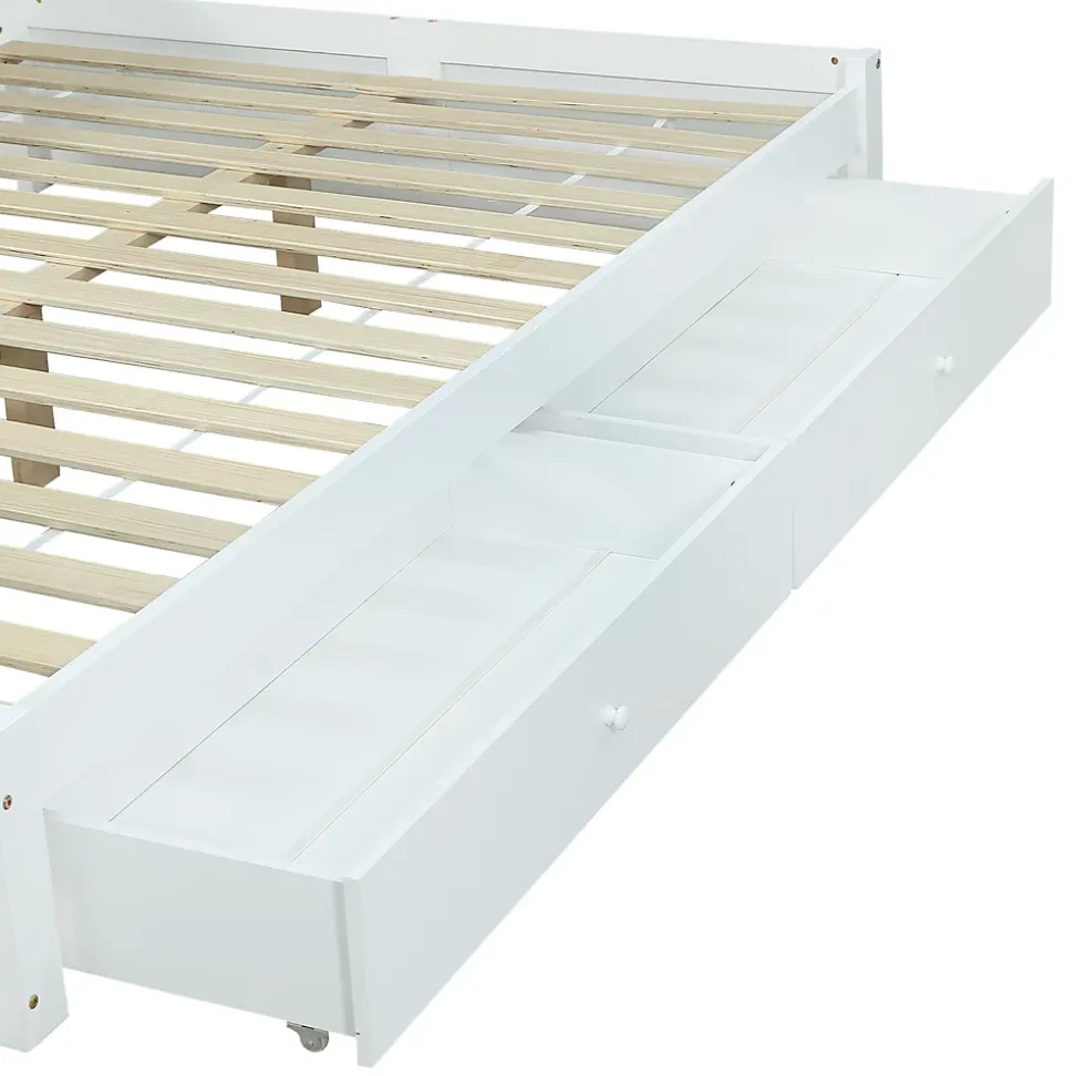 Lit Polster 140x200 cm avec rangement latéral, 2 lampes, prise USB, bois blanc, moderne