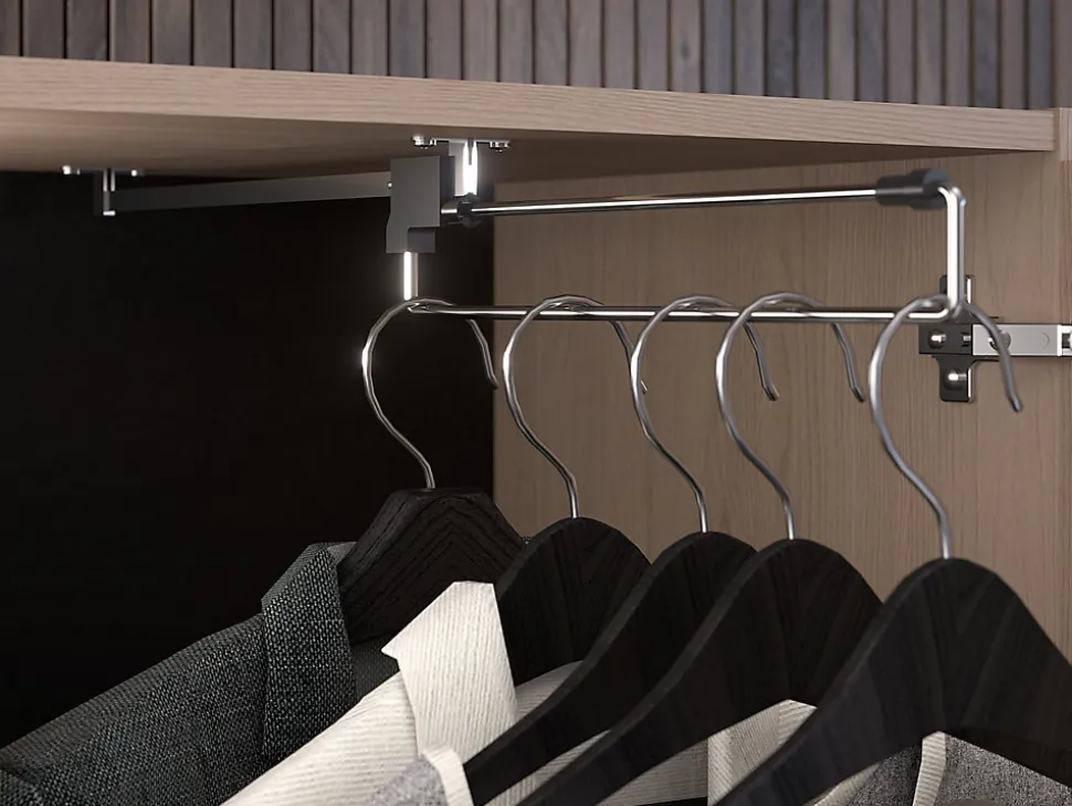 Lit pont 160 x 200 cm avec rangements - Avec LEDs - Coloris : Naturel et noir - VELONA