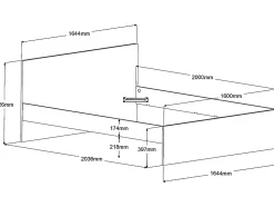 Lit pont 160 x 200 cm avec rangements - Avec LEDs - Coloris : Naturel et noir + Sommier + Matelas - VELONA