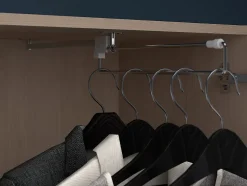 Lit pont 160 x 200 cm avec rangements - avec LEDs - Coloris : Naturel et blanc brillant + Sommier - VELONA