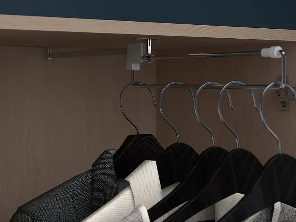 Lit pont 160 x 200 cm avec rangements - avec LEDs - Coloris : Naturel et blanc brillant - VELONA