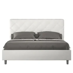 Lit Priya en simili cuir blanc avec sommier tapissé 160x200