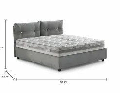 Lit queen size Dabbadi, Lit coffre avec revêtement en tissu, Ouverture frontale, avec matelas 120x190 cm inclus, Gris