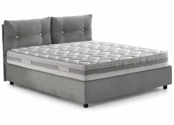 Lit queen size Dabbadi, Lit coffre avec revêtement en tissu, Ouverture frontale, avec matelas 120x190 cm inclus, Gris