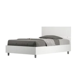 Lit queen size sans sommier 120x190 tête de lit droite frêne blanc Demas