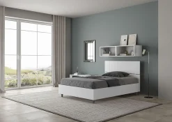 Lit queen size sans sommier 120x190 tête de lit droite frêne blanc Demas