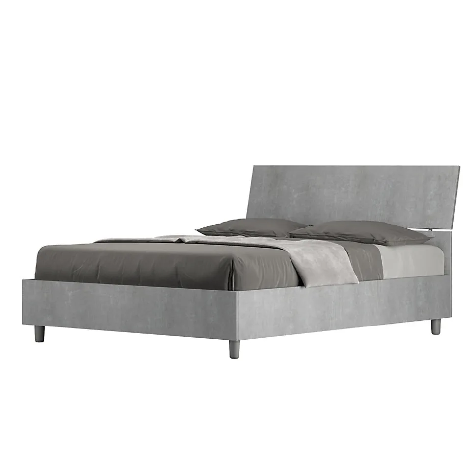 Lit rangement béton Demas 140x200 avec tête de lit inclinée