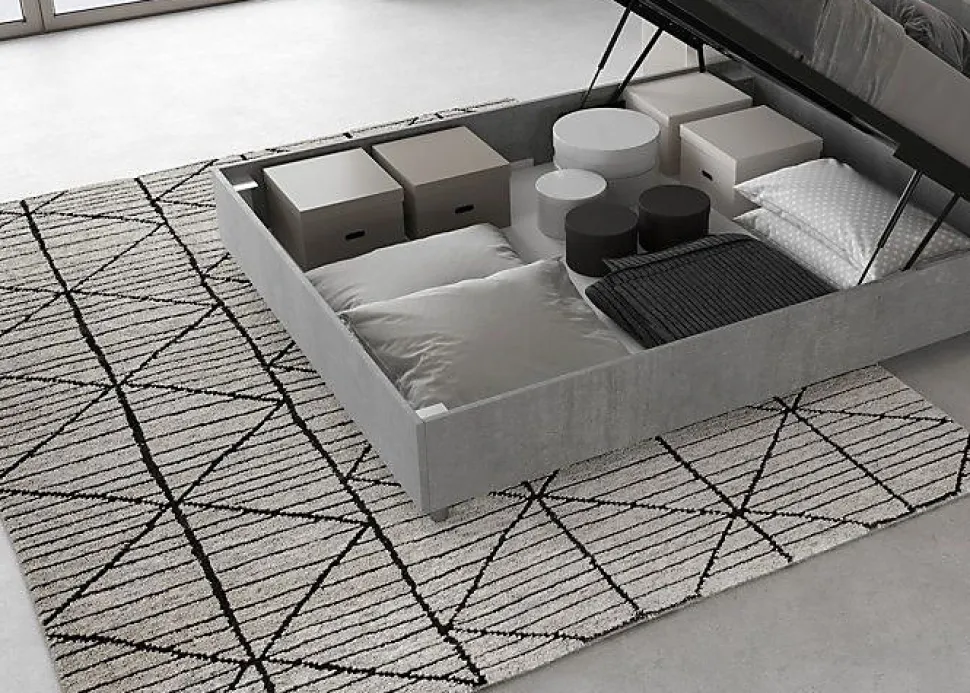 Lit rangement béton Demas 140x200 avec tête de lit inclinée