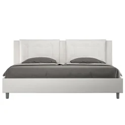 Lit rembourré en simili cuir blanc Annalisa sans sommier 200x210