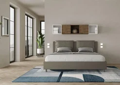 Lit rembourré en simili cuir Antea cappuccino sans sommier 180x190