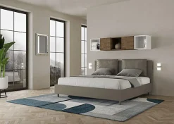 Lit rembourré en simili cuir Antea cappuccino sans sommier 180x190