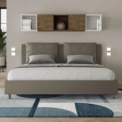 Lit rembourré en simili cuir Antea cappuccino sans sommier 180x190