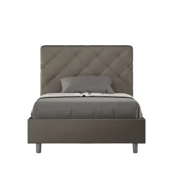 Lit rembourré en simili cuir Priya cappuccino sans sommier 120x200