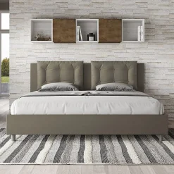 Lit rembourré en simili cuir Annalisa cappuccino sans sommier 180x200