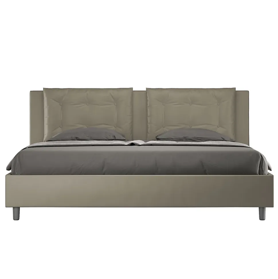 Lit rembourré en simili cuir Annalisa cappuccino sans sommier 180x200