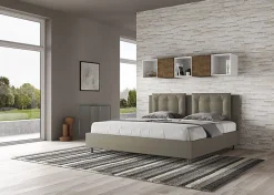 Lit rembourré en simili cuir Annalisa cappuccino sans sommier 180x200