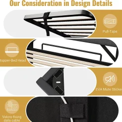 Lit rembourré hydraulique 160x200cm, lit double, tête de lit de rangement avec port usb et type c, lin, gris, avec matelas