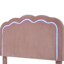 Lit rembourré LED 90 x 200 cm, tête de lit réglable, rose, Blackcolors