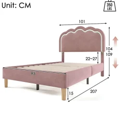 Lit rembourré LED 90 x 200 cm, tête de lit réglable, rose, Blackcolors