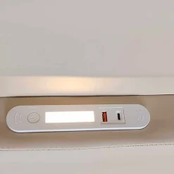 Lit rembourré pour enfant 90 x 200 cm, veilleuse USB, compartiments de rangement, beige, Blackcolors