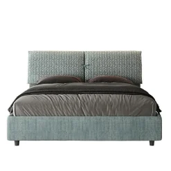 Lit rembourré sans sommier 160x210 Aragona 7 tissu bleu clair Mados