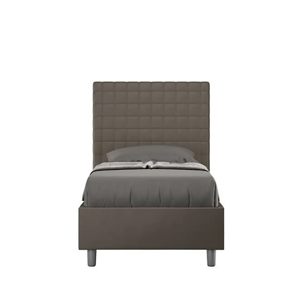 Lit rembourré sans sommier 80x200 Sunny cappuccino simili cuir