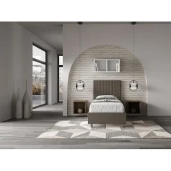 Lit rembourré sans sommier 80x200 Sunny cappuccino simili cuir