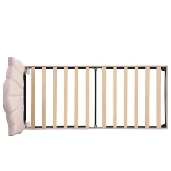 Lit rembourré Single 90x200 cm avec sommier à lattes - tête de lit réglable - tissu en velours - rose