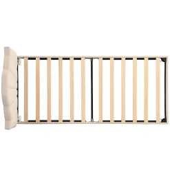 Lit rembourré Single 90x200 cm avec sommier à lattes - tête de lit réglable - tissu en velours - beige