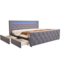 Lit rembourré VELARA gris foncé