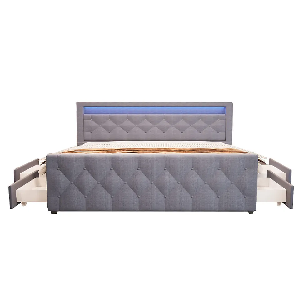 Lit rembourré VELARA gris foncé