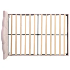 Lit rembourré 140x190 cm lit double avec sommier à lattes - tête de lit réglable - tissu en velours - rose