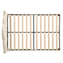 Lit rembourré 140x190 cm lit double avec sommier à lattes - tête de lit réglable - tissu en velours - beige