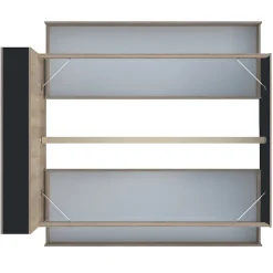 Lit RIGA 140x190cm + tête de lit + 2 tiroirs / Décor Noir et Chêne blanchi