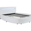 Lit rond 160 x 200 cm - Avec LEDs - Simili - Blanc + Matelas - ABULIS III
