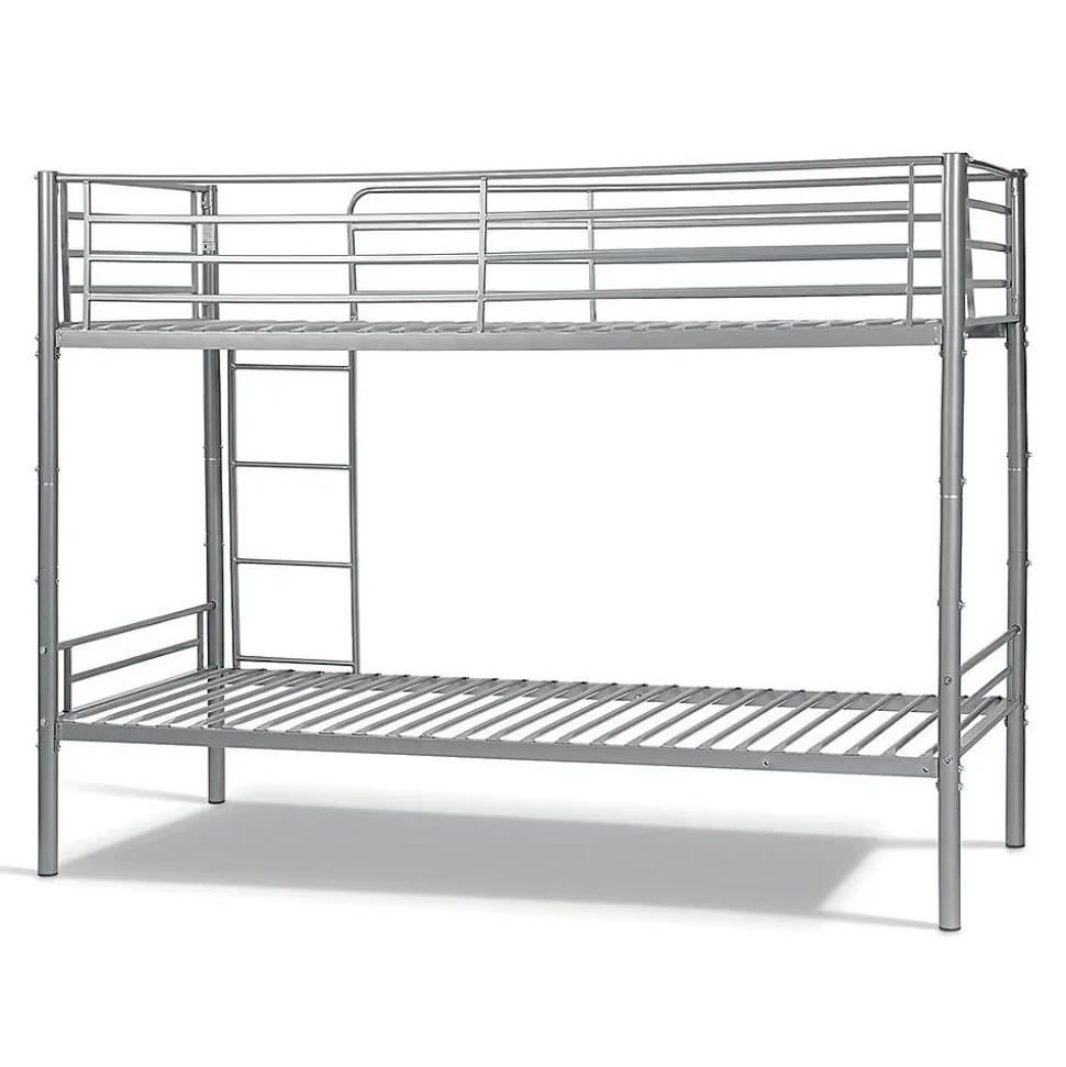 Lit SAMMY Lit superposé en métal 90x200 cm gris avec sommiers inclus