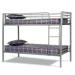 Lit SAMMY Lit superposé en métal 90x200 cm gris avec sommiers inclus