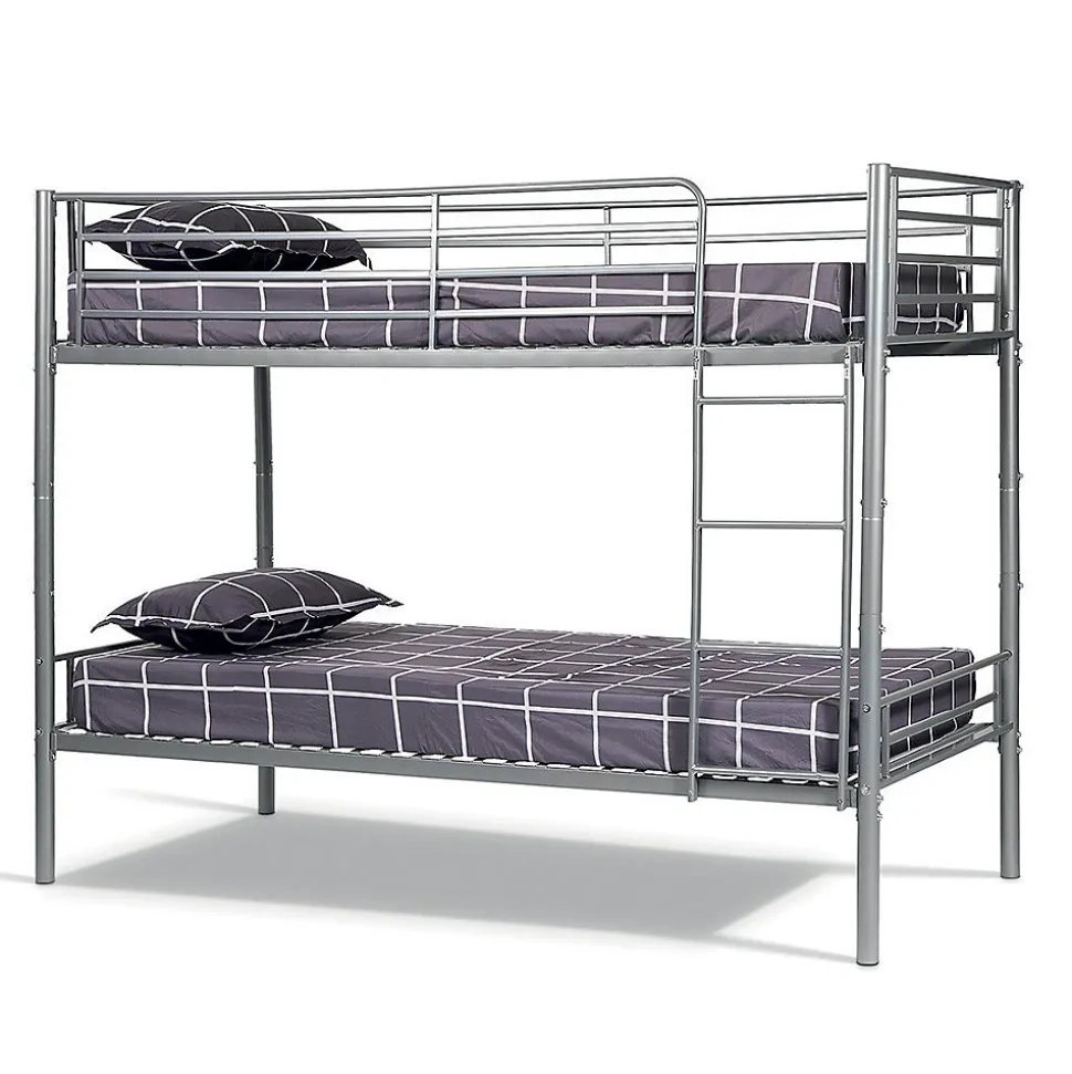 Lit SAMMY Lit superposé en métal 90x200 cm gris avec sommiers inclus