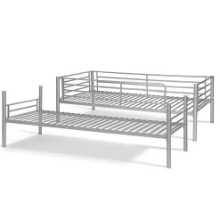 Lit SAMMY Lit superposé en métal 90x200 cm gris avec sommiers inclus