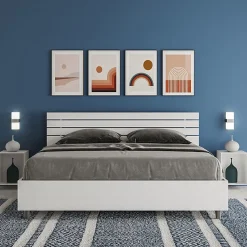 Lit sans sommier Tête de lit inclinée 160x200 à lattes Ankel en frêne blanc