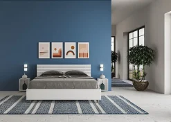 Lit sans sommier Tête de lit inclinée 160x200 à lattes Ankel en frêne blanc