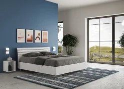 Lit sans sommier Tête de lit inclinée 160x200 à lattes Ankel en frêne blanc