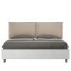 Lit sans sommier 160x200 avec coussins en simili cuir gris tourterelle Egos Antea