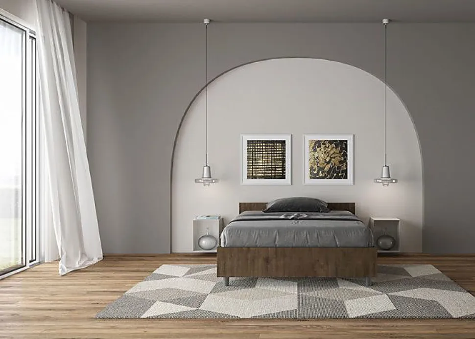 Lit sans sommier 120x190 noyer Nuamo