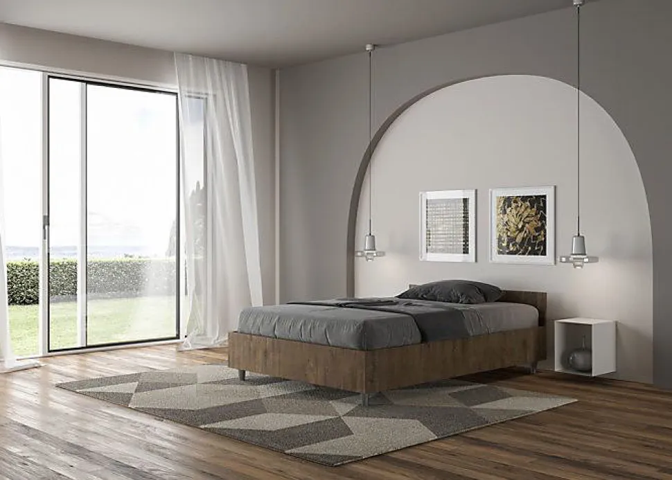 Lit sans sommier 120x190 noyer Nuamo