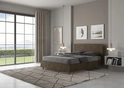 Lit sans sommier 140x190 tête de lit droite Demas noyer